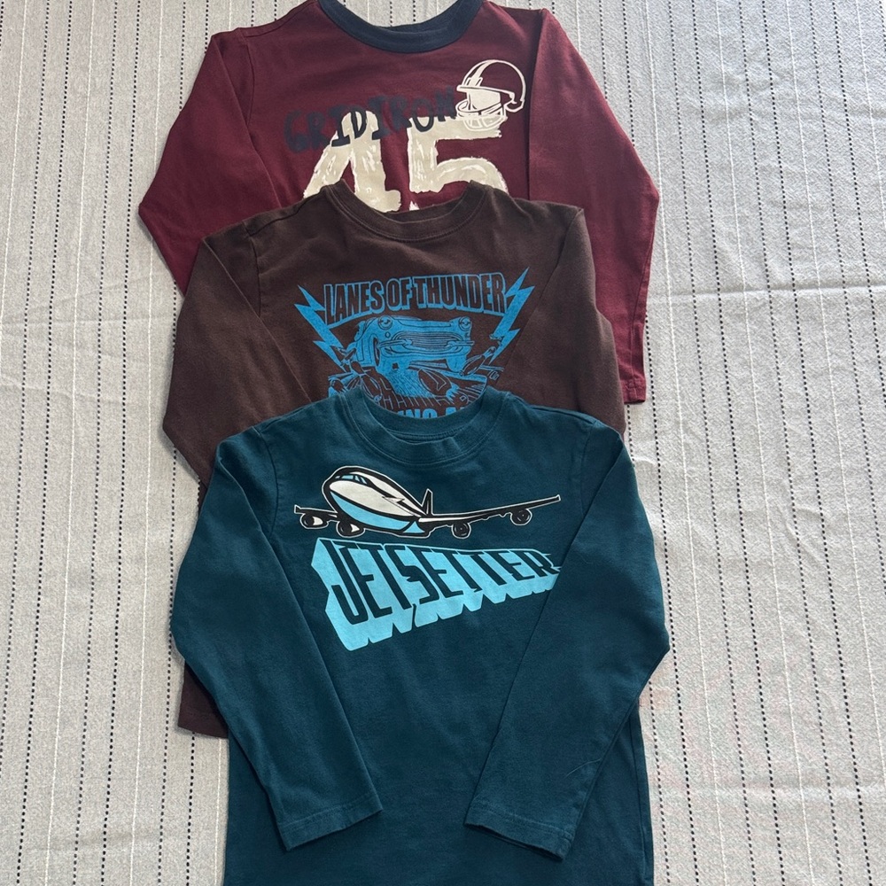 Place Set of Three Kids Long Sleeve Tees - Maroon, Brown, Teal
